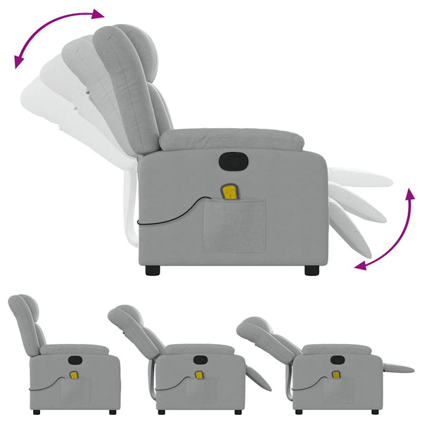 Vidaxl Massage Recliner Chair Light Grey Fabric Electric Massage Chairs