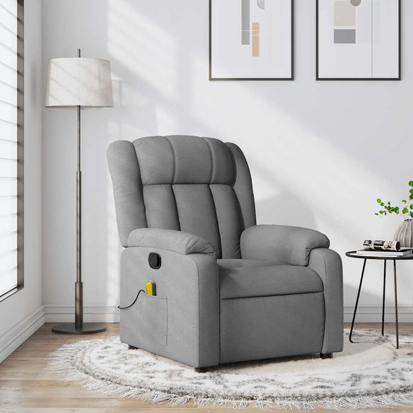 Vidaxl Massage Recliner Chair Light Grey Fabric Electric Massage Chairs