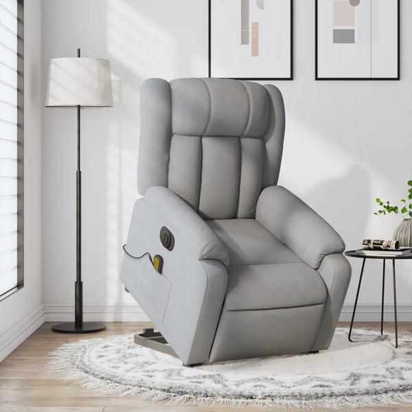 Vidaxl Electric Stand Up Massage Recliner Chair Light Grey Fabric Electric Massage Chairs