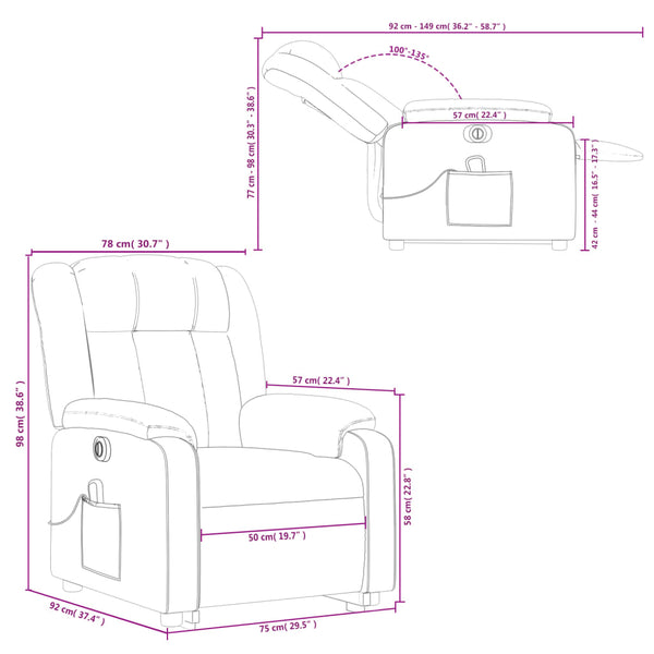 Vidaxl Electric Stand Up Massage Recliner Chair Light Grey Fabric Electric Massage Chairs