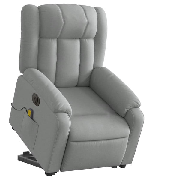 Vidaxl Electric Stand Up Massage Recliner Chair Light Grey Fabric Electric Massage Chairs
