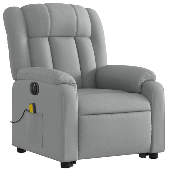 Vidaxl Electric Stand Up Massage Recliner Chair Light Grey Fabric Electric Massage Chairs