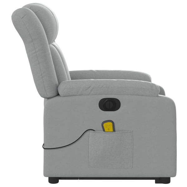 Vidaxl Electric Stand Up Massage Recliner Chair Light Grey Fabric Electric Massage Chairs