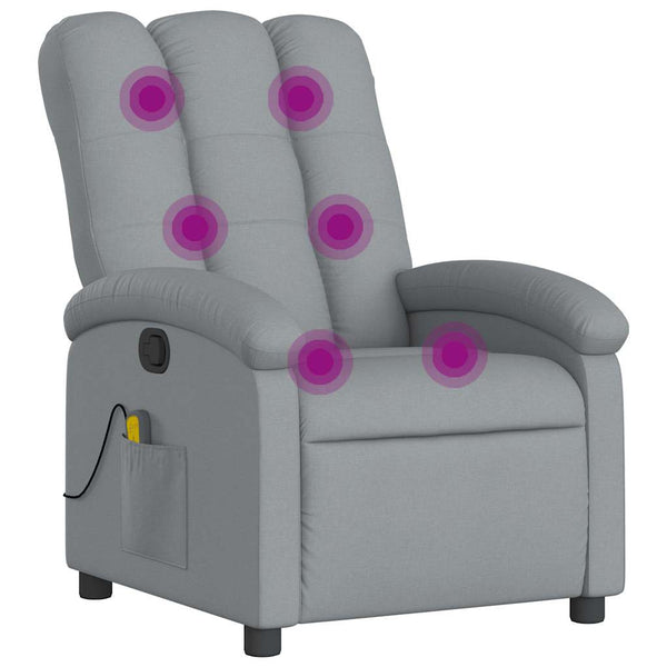 Vidaxl Massage Recliner Chair Light Grey Fabric Electric Massage Chairs