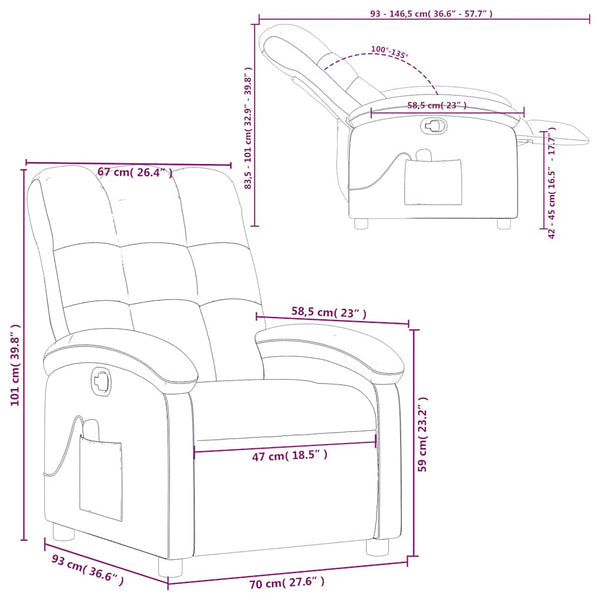 Vidaxl Massage Recliner Chair Light Grey Fabric Electric Massage Chairs