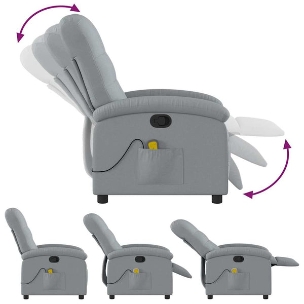 Vidaxl Massage Recliner Chair Light Grey Fabric Electric Massage Chairs
