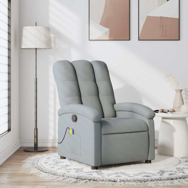 Vidaxl Massage Recliner Chair Light Grey Fabric Electric Massage Chairs