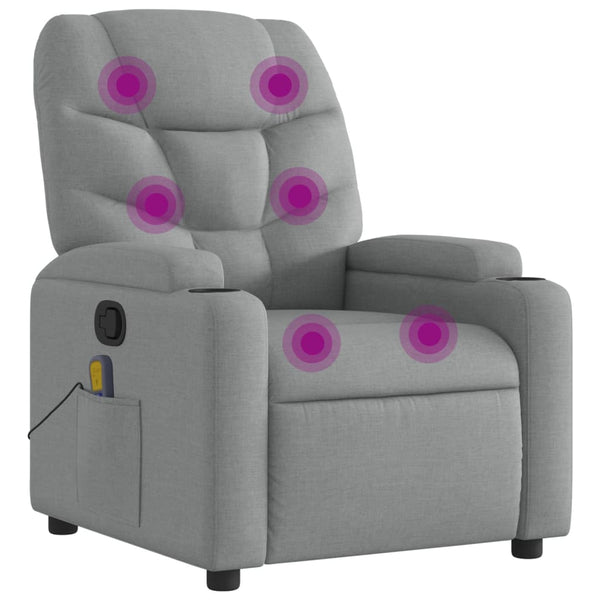 Massage Recliner Chair Light Grey Fabric Electric Massage Chairs