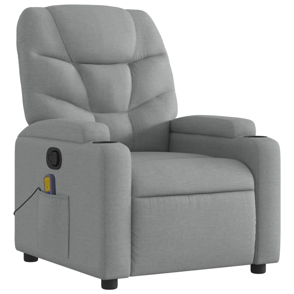 Massage Recliner Chair Light Grey Fabric Electric Massage Chairs