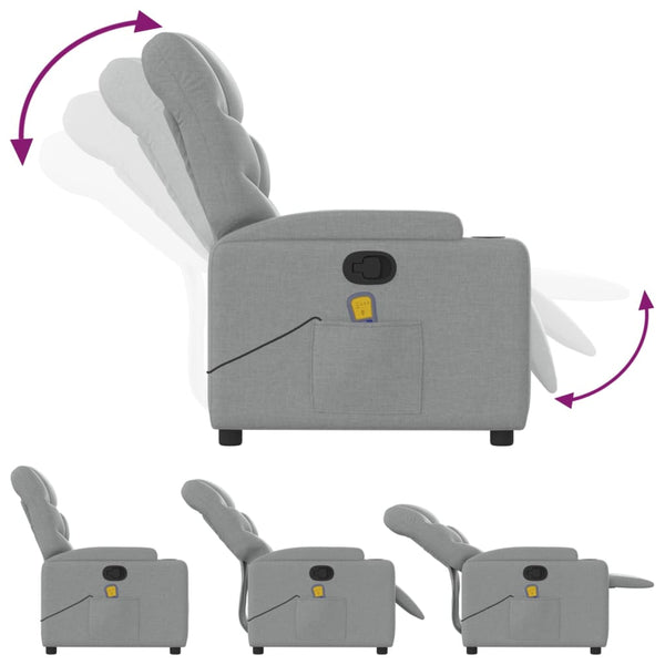 Massage Recliner Chair Light Grey Fabric Electric Massage Chairs