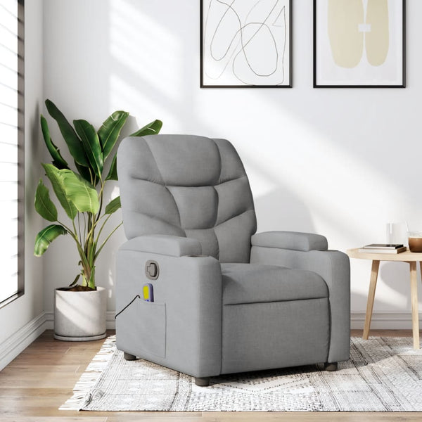 Massage Recliner Chair Light Grey Fabric Electric Massage Chairs