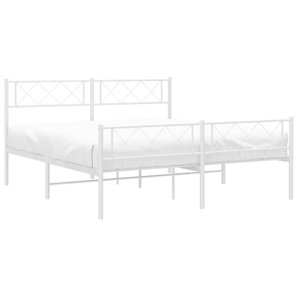 Metal Bed Frame With Headboard And Footboard White 150X200 Cm Queen Bed Frames
