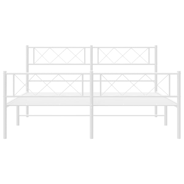 Metal Bed Frame With Headboard And Footboard White 150X200 Cm Queen Bed Frames