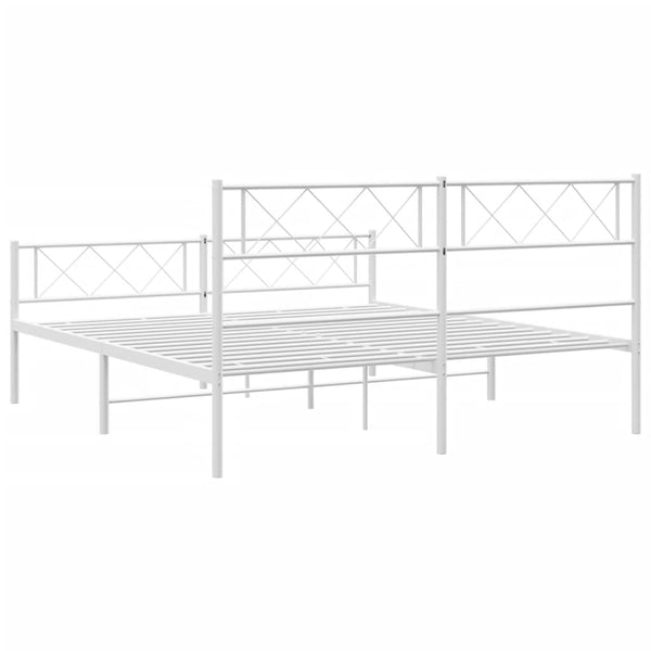 Metal Bed Frame With Headboard And Footboard White 150X200 Cm Queen Bed Frames