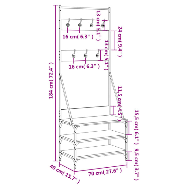 Vidaxl Clothes Rack With Shoe Storage Black 70X40x184 Cm Garment Racks