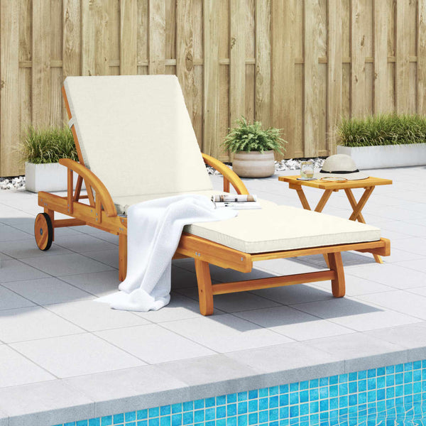 Vidaxl Sun Lounger With Cushion And Table Solid Wood Acacia Loungers