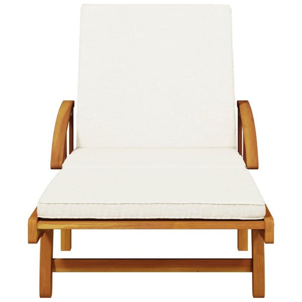 Vidaxl Sun Lounger With Cushion And Table Solid Wood Acacia Loungers