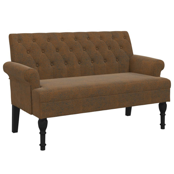 Bench With Backrest Brown 120X62x75.5 Cm Faux Suede Leather Sofas Armchairs & Couches