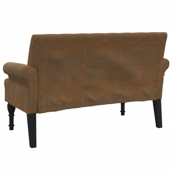 Bench With Backrest Brown 120X62x75.5 Cm Faux Suede Leather Sofas Armchairs & Couches