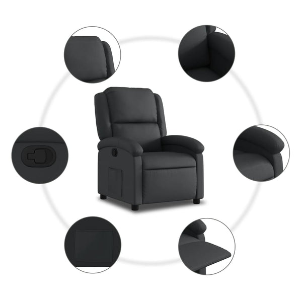 Recliner Chair Black Real Leather Sofas Armchairs & Couches