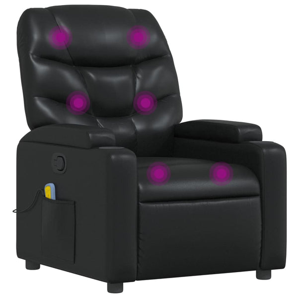 Black Massage Recliner Chair Faux Leather Electric Massage Chairs