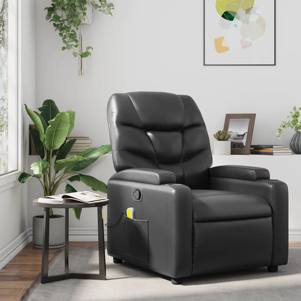 Black Massage Recliner Chair Faux Leather Electric Massage Chairs