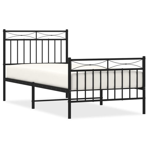 Metal Bed Frame With Headboard And Footboardblack 92X187 Cm Single Size Single Bed Frames