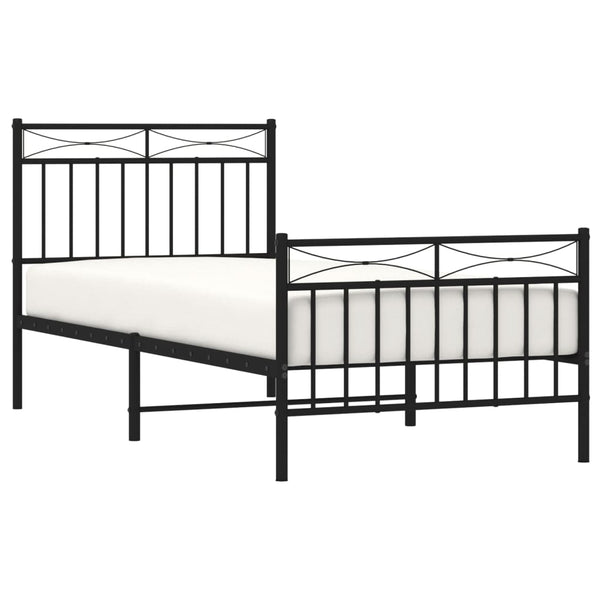 Metal Bed Frame With Headboard And Footboardblack 92X187 Cm Single Size Single Bed Frames
