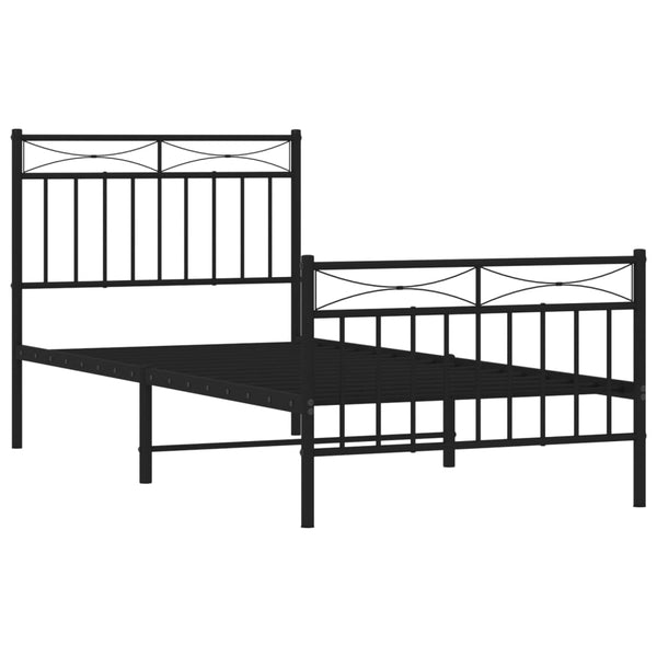 Metal Bed Frame With Headboard And Footboardblack 92X187 Cm Single Size Single Bed Frames