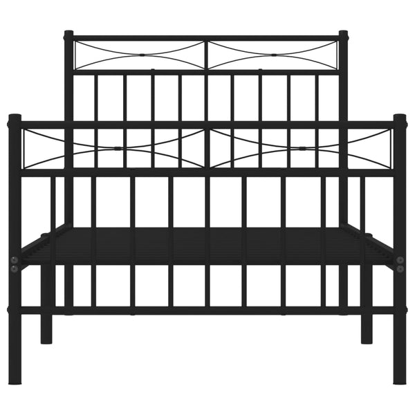 Metal Bed Frame With Headboard And Footboardblack 92X187 Cm Single Size Single Bed Frames