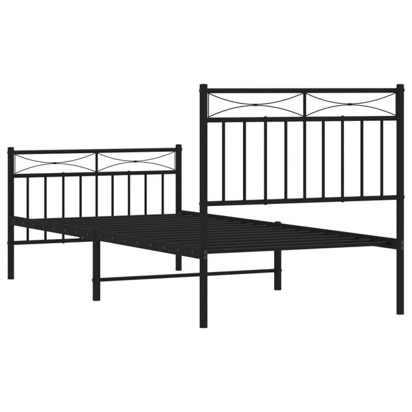 Metal Bed Frame With Headboard And Footboardblack 92X187 Cm Single Size Single Bed Frames