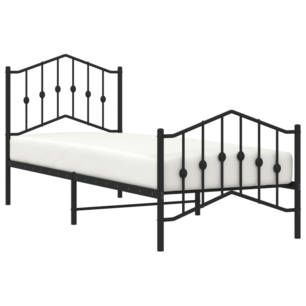 Metal Bed Frame With Headboard And Footboardblack 92X187 Cm Single Size Single Bed Frames