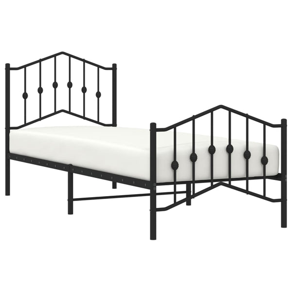 Metal Bed Frame With Headboard And Footboardblack 92X187 Cm Single Size Single Bed Frames
