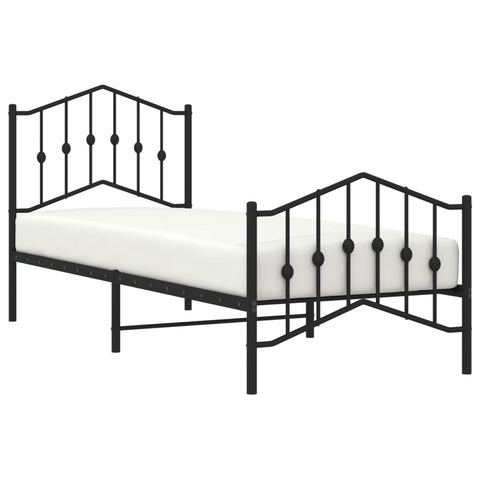 Metal Bed Frame With Headboard And Footboardblack 92X187 Cm Single Size Single Bed Frames