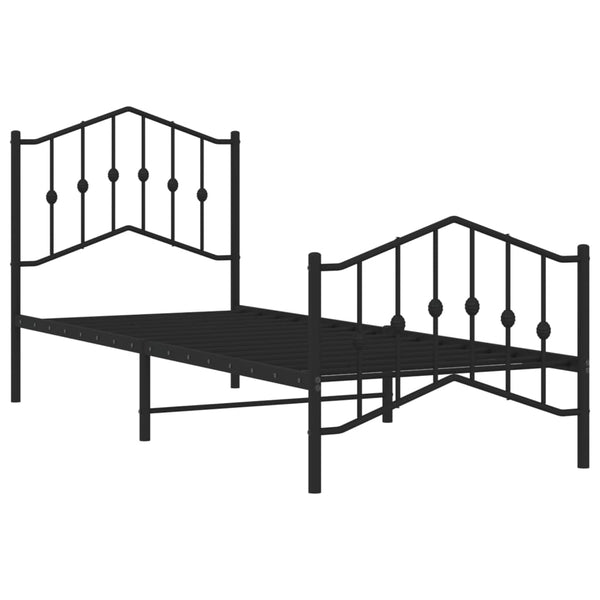Metal Bed Frame With Headboard And Footboardblack 92X187 Cm Single Size Single Bed Frames