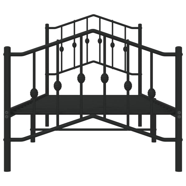Metal Bed Frame With Headboard And Footboardblack 92X187 Cm Single Size Single Bed Frames