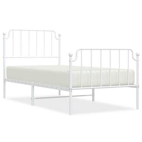 Metal Bed Frame With Headboard And Footboardwhite 92X187 Cm Single Size Single Bed Frames