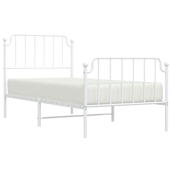 Metal Bed Frame With Headboard And Footboardwhite 92X187 Cm Single Size Single Bed Frames
