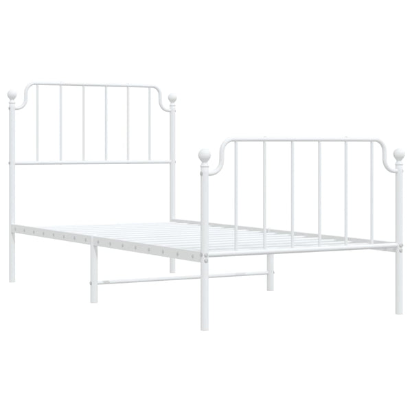 Metal Bed Frame With Headboard And Footboardwhite 92X187 Cm Single Size Single Bed Frames