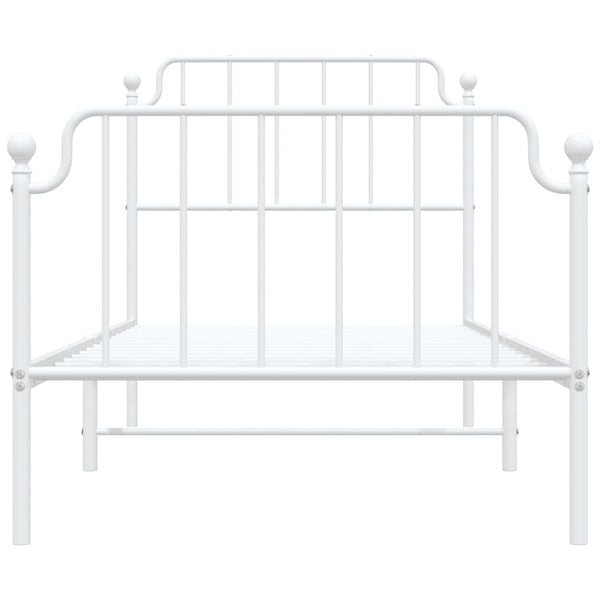 Metal Bed Frame With Headboard And Footboardwhite 92X187 Cm Single Size Single Bed Frames