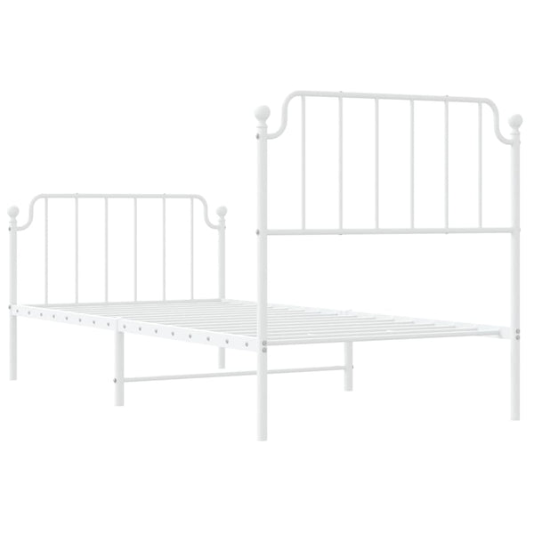 Metal Bed Frame With Headboard And Footboardwhite 92X187 Cm Single Size Single Bed Frames