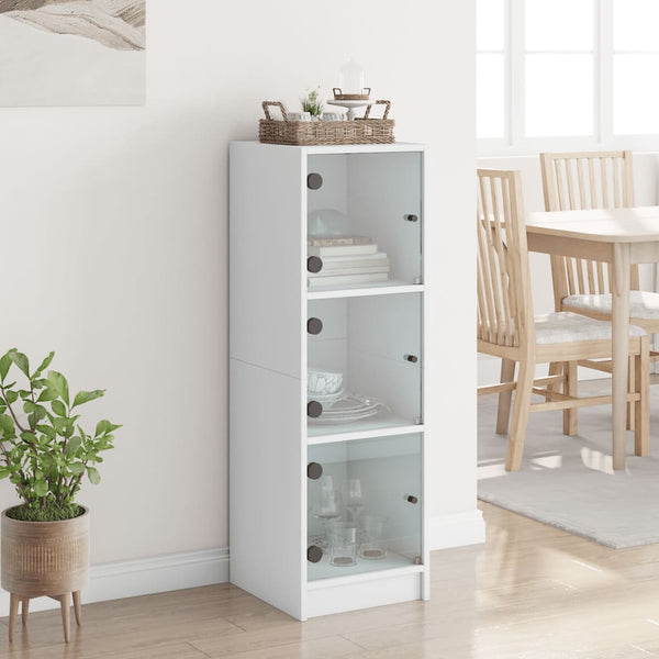 Sideboards & Buffets Highboard With Glass Doors White 35X37x109 Cm