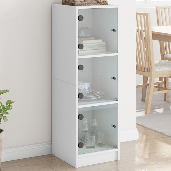 Sideboards & Buffets Highboard With Glass Doors White 35X37x109 Cm