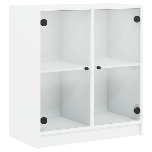 Side Cabinet With Glass Doors White 68X37x75.5 Cm Sideboards & Buffets