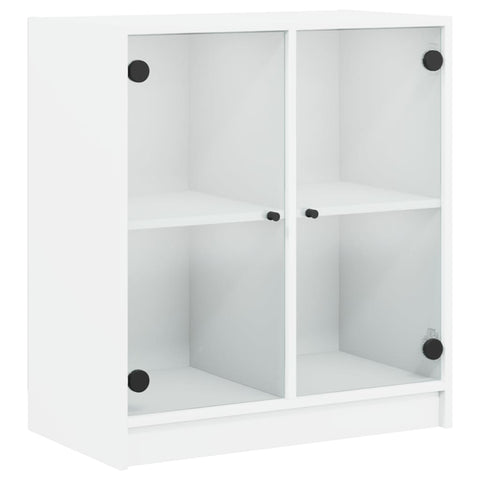 Side Cabinet With Glass Doors White 68X37x75.5 Cm Sideboards & Buffets