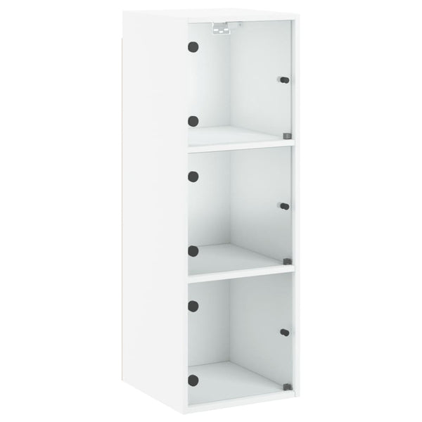 Wall Cabinet With Glass Doors White 35X37x100 Cm Cabinets & Cupboards