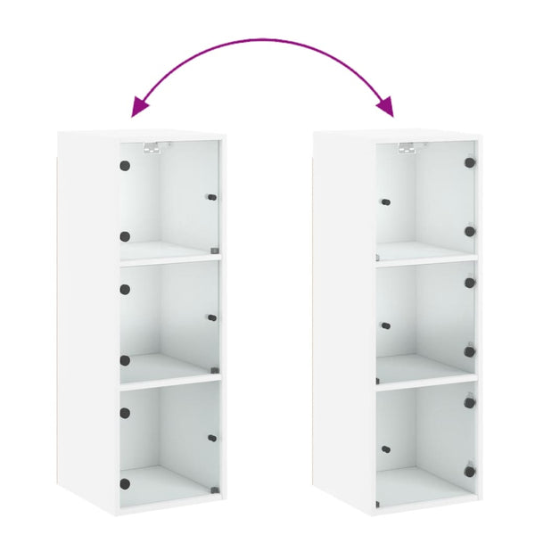 Wall Cabinet With Glass Doors White 35X37x100 Cm Cabinets & Cupboards