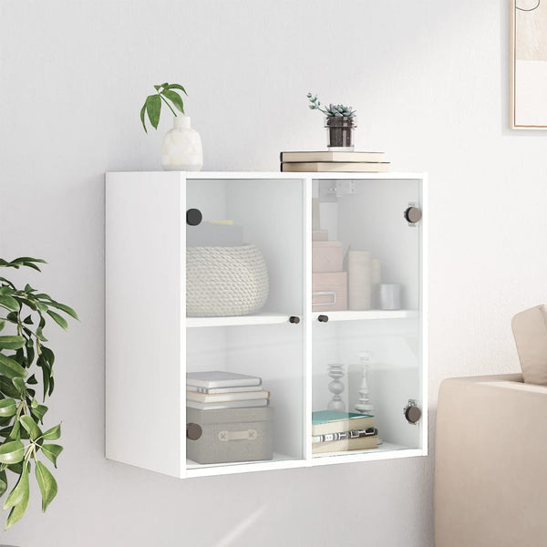 Vidaxl Wall Cabinet With Glass Doors White 68X37x68.5 Cm Cabinets & Cupboards