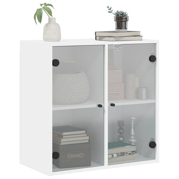 Vidaxl Wall Cabinet With Glass Doors White 68X37x68.5 Cm Cabinets & Cupboards