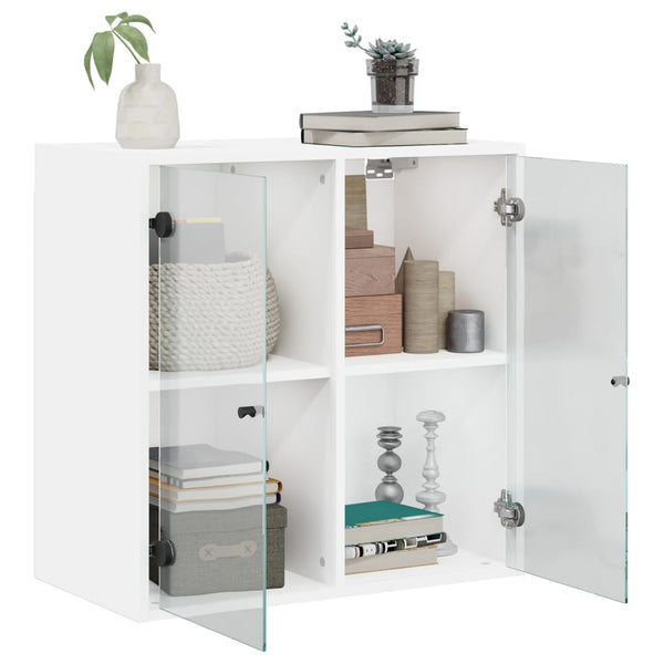 Vidaxl Wall Cabinet With Glass Doors White 68X37x68.5 Cm Cabinets & Cupboards